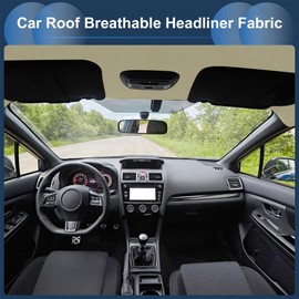 INFINAUTO Headliner Fabric 24" l x 60" W for Car Truck RV SUV Automotive Interior Trim DIY Roof Repair Replacement Foam Backing Breathable Mesh Fabric Beige