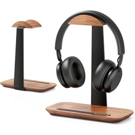 amesoba Headphone Stand, Natural Wood, Premium Black Walnut + Aluminum Alloy Specifications, Headphone Stand, Headphone Hanger