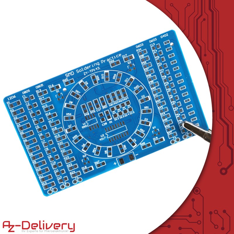AZDelivery NE555 SMD Soldering Practice Board DIY Kit - LED
