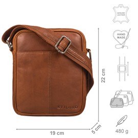 STILORD 'Jude' Men's Shoulder Bag Small Leather Vintage Messenger Side Satchel Crossbody Genuine Leather, Colour:sila - brown