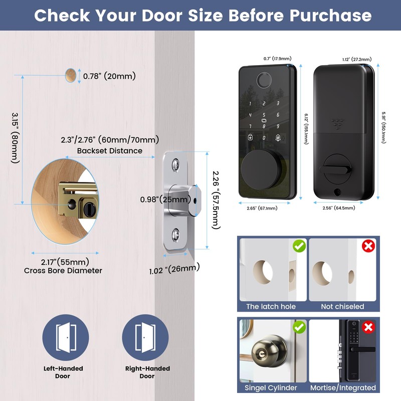 Keyless Entry Door Lock, Smart Door Lock, Smart Deadbolt Lock