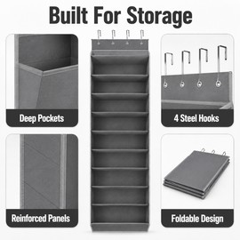 10-Tier Over-the-Door Shoe Organizer with Deep Pockets, Large Hanging Shoe Storage Rack with Adjustable Hooks
