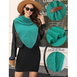 Vijamiy Triangular Scarf Women's Winter, Women's Fashion Fluffy Scarf Triangle Soft and Cuddly to Be Used as an Envelope Scarf Neckerchief Gifts 200 cm x 80 cm, Green