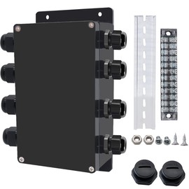 Otdorpatio Project BoxI P67 Outdoor Waterproof box Electronic Junction Box with 15A 600V 12P Barrier Terminal 4IN/4Out Electrical Boxes 7.9x4.7x3inch