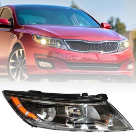 OUKANING - For 2014 2015 Kia Optima Halogen Projector Headlight Headlamp Replacement Passenger Right Side RH Black Housing