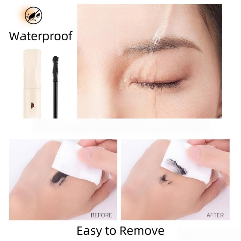 Mascara in Black, Waterproof Mascara with Spiral Brush for Tiny