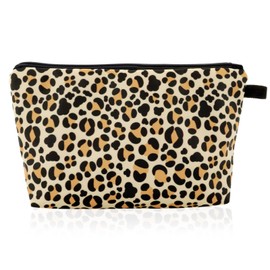 cobee Makeup Bags, Leopard Yellow Pockets for Purse Zipper Cosmetic Bag Large Makeup Organizer Tool Travel Makeup Bag Purse for Women and Girls, Yellow, fashionable