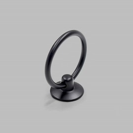 Bonsicoky 12Pcs Round Ring Drawer Pulls Matte Black Ring Handle Knobs for Cabinet Drawer Dresser Cupboard Wardrobe, Single Hole