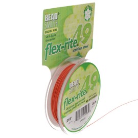 The Beadsmith Flex-Rite 49 Strand Nylon Coated, Stainless-Steel Beading Wire, Jewelry Making Supply (.018 Dia, Orange - 30 Ft)