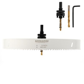 Mollom (305mm | 12") HSS M42 with 8% Cobalt BI-Metal Hole Saw with 2 Pilot Drill Bits & Arbor Smooth Cutting for PVC,Drywall,Wood,Plastic,Gypsum Board,Rubber