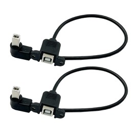 Seadream Angled USB B Printer Extension Cable with Panel Mount 2Pack USB 2.0 Type B Male Right Angled to Type B Female Extension Cable Panel Mount with Screw Holes