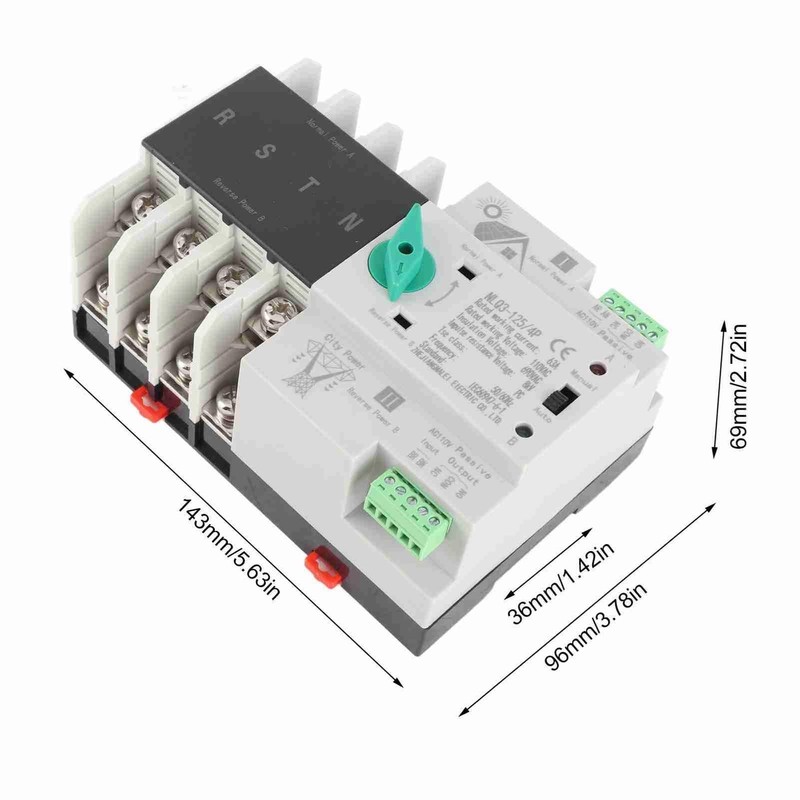 Power Automatic Transfer Switch ATS 4P 110V 63A Generator Changeover