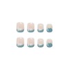 24pcs Cute Nail Stickers Nail Tips Pearl Blue Short Nails