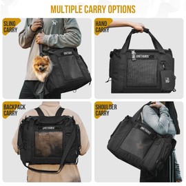 OneTigris Portable Pet Carrier for Small Puppy Dog and Cat, Multi Carry Way Soft Sided Carrier, Lightweight Adjustable Travel for Puppies Outdoor Walking, Vet Visit, Camping, Up to 12lbs