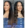 Nadula EasiContour Yaki Straight V Part Wig Human Hair with