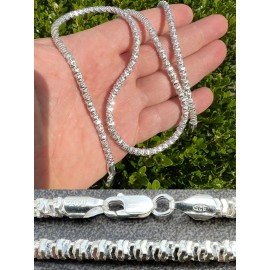 Harlembling Real 925 Sterling Silver Diamond Cut Sparkle Ice Rope Chain Necklace 4mm 16-30" - 20"