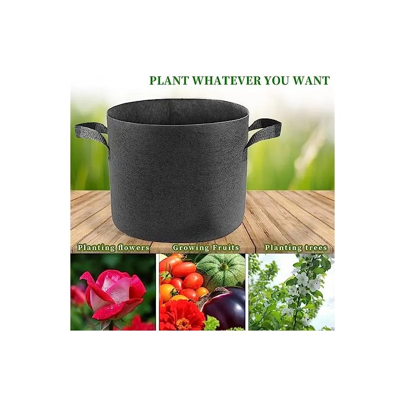 5-Pack 7 Gallon Heavy Duty Non-woven Planting Bags Breathable Handles