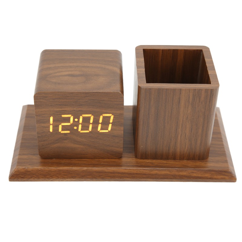 Pen Holder Clock Temperature Calendar Display 3 Level Brightness Adjustment