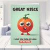 Great Niece Birthday Card - I Love You Tomatoes -