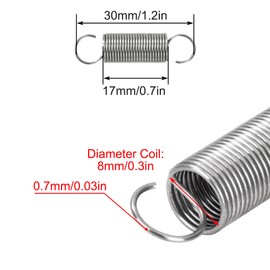 GUNGY Tension Springs with Hooks Stainless Steel Tension Spring 30 mm Outer Diameter 8 mm Wire Diameter 0.7 mm Maximum Tensile Force 0.87 kg 0.7 x 8 x 30 mm Pack of 10