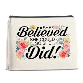 YeleY Graduation Gifts for Her Woman Makeup Bag She Believed She Could So She Did Inspirational Gifts for Women Sister Friends Encouragement Gifts Cosmetic Bag