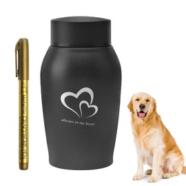 UOCAI Urn Dog Animal Urns for Dogs Cat Pet Urn Stainless Steel with Pen Cat Urn Black, Portable Dog Urn Pet Memorial Urn Pet Urn Cat Urn for Home Urn for Dogs Cats