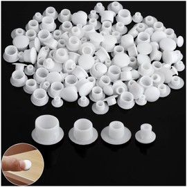 Pack of 160 Cover Caps Screws, Drill Hole Plugs Furniture Screw Cover, Hole Cover Caps, for All Types of Furniture Nail Holes Holes (5 mm/6 mm/8 mm/10 mm) (White)