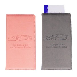 Soporte para Registro y Seguro de Automóvil, Organizador de Guantera para Documentos Tarjeta Vehículo, (Gris + Rosa)