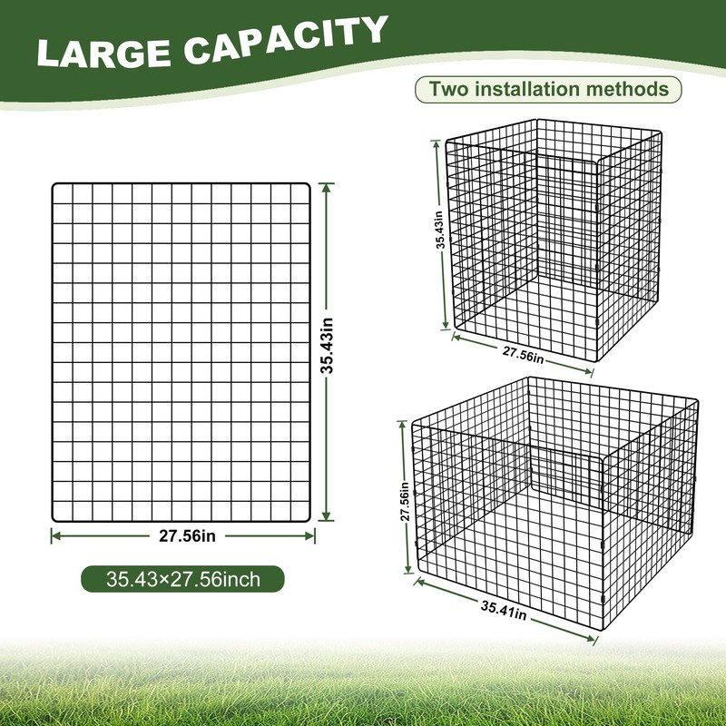Large Compost Bin Outdoor, Square Mesh Garden Wire Compost Bin