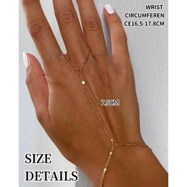 LEEQBCR 1 Piece Golden Hand Chain Bracelet with Finger Ring, Fashionable Hand Chain Ring Hand Chain, Women Hand Chain, Boho Finger Bracelet Jewellery for Women and Girls Gifts