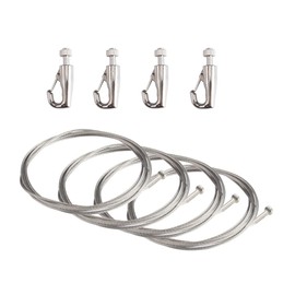 Rissey Picture Rail Wire Hook Frame Hardware for Paintings, Posters, Photos, Load Capacity 66.1 lbs (30 kg) (3.2 ft (1 m), 4 Wire Hooks)