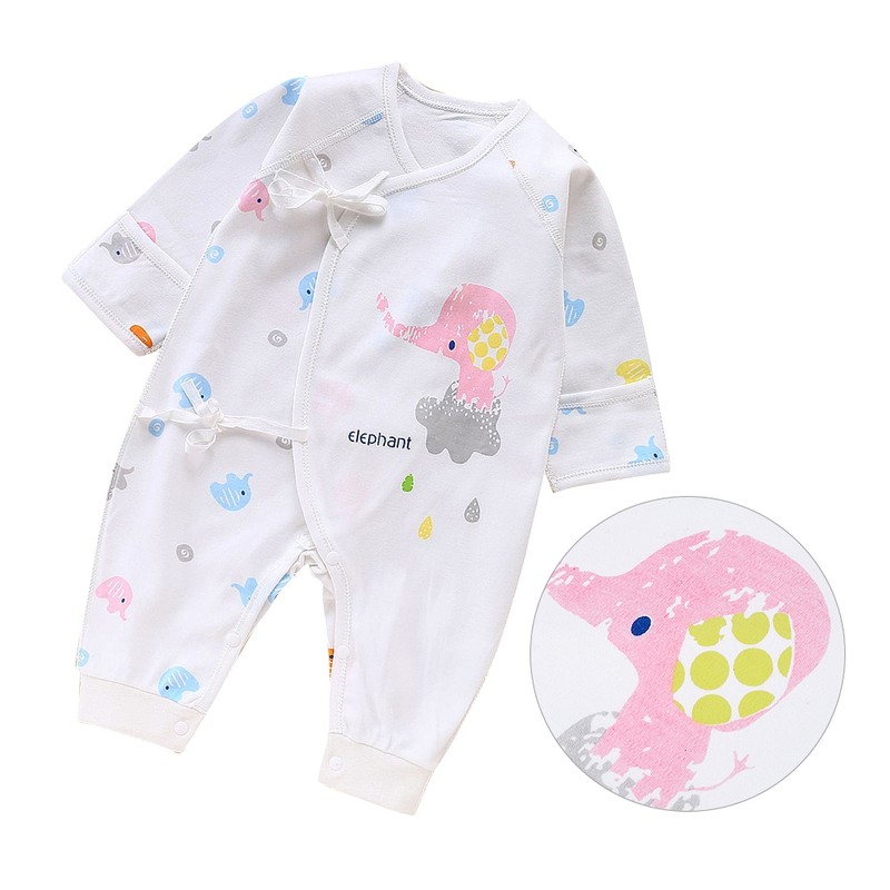 0-3Months Newborn Infant Baby Cartoon Clothes Strap Long Sleeve Cotton