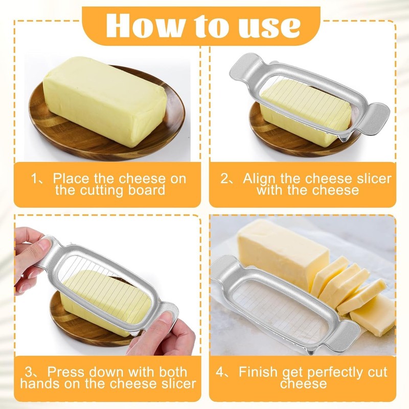 RROAD Butter and Cheese Slicer, Stainless Steel Multipurpose Cheese Slicer,