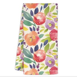 CIOJUNE Watercolor Peony Floral Spring Soft Absorbent Kitchen Dish Towels for Kitchen, Spring Hand Towels for Bathroom, Floral Bathroom Decor, 16x24