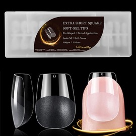 TúParetly Extra Short Square false Nail Tips, 12Sizes 240PCS Full Cover Soft Gel Fake Nails Kit, Clear Nail Extension Polygel Nails, Pre Buff Press on Nails for Nail Tips Art Salons and Home DIY