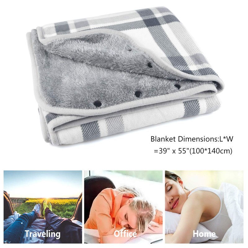 forestfish Fleece Wearable Blanket, Plaid Lap Blanket Comfy Poncho Throw