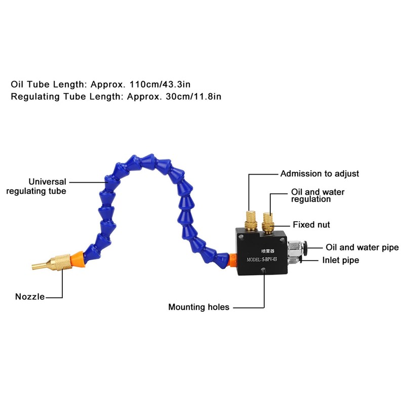 Mist Coolant Lubrication Spray System Aluminium Alloy Plastic for Metal