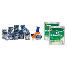 Large Mailroom Pack and Ship Bundle - Packaging Tape, Tape Gun and Bubble Wrap