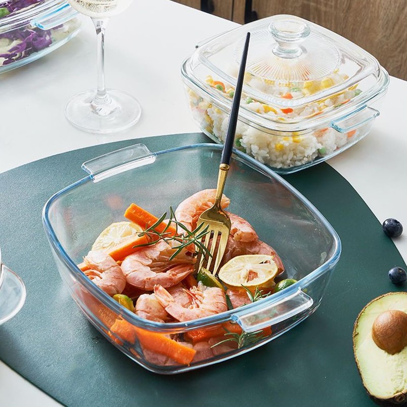 1.2L Tempered Glass Casserole Dish for Oven with Lid, Small
