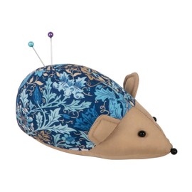 Hobby Gift Hedgehog Pincushion – Cotton Fabric with Classic Woodblock Floral Print, Arts & Crafts Inspired Sewing Novelty Tabletop Pin Holder 12 x 4.5 x 6cm
