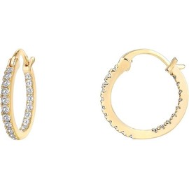Hoop Earrings 14K Gold Hoop Earrings for Women Lightweight Gold Hoop Earrings with Dual-sided Cubic Zirconia Hoops Earrings Hypoallergenic Gold Hoop Earrings Gifts for Women, 30/15mm, Sterling Silver