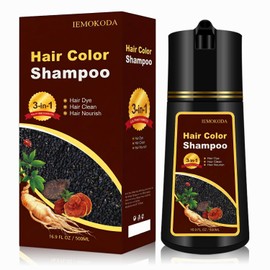 Tinte de Cabello Negro Natural Shampoo 3 En 1 para Mujeres y Hombres, Cobertura de Cabello 100 Gris En 15 Minutos, Champú de Color de Cabello A Base  