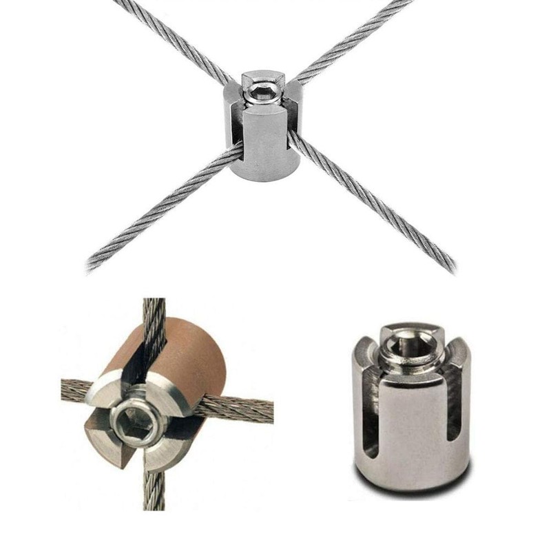 10Pcs Wire Rope Cross Cable Clamps Stainless Steel Wire Rope