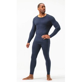 DEVOPS Men's Thermal Underwear Long Johns Set with Fleece Lined (Large, Navy)