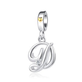 MiiFort Women Cute D Initial Letter Name Charm for Bracelets Gold Heart Alphabet Gift Birthday