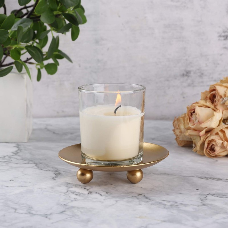 Iron Plate Candle Holder, Gold, Decorative Iron Pillar Candle Holder,