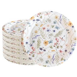 HSPAIDYP 50Pcs Wildflower Plates Wildflower Party Supplies 7" Floral Paper Plates Spring Floral Shower Birthday Tableware Decorations for Spring Summer Picnic Wedding Tea Party Decor (Wildflower)