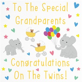 Hunts England - Congratulations New Baby Twins Card For The Grandparents - To The Special Grandparents - Congratulations On The Twins! - Iconic Collection