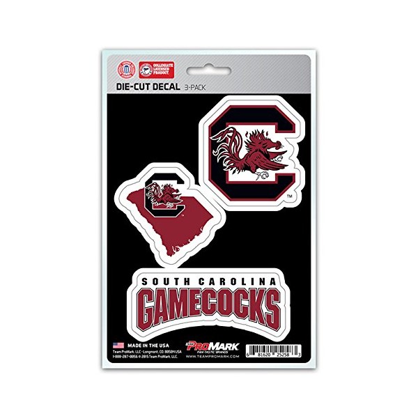 NCAA South Carolina Fighting Gamecocks Team Decal, 3-Pack