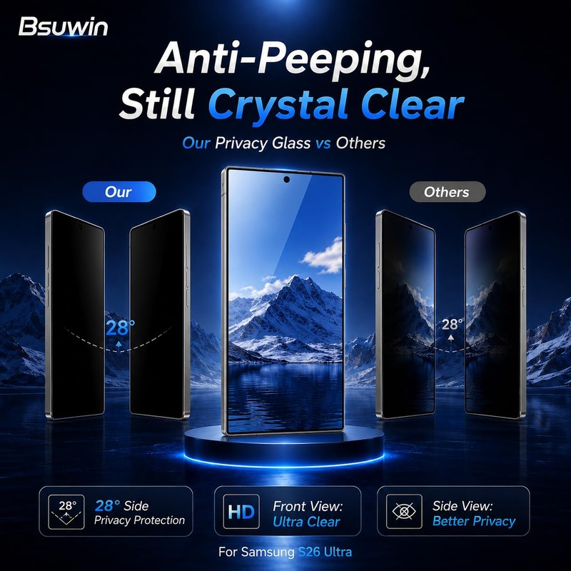 BSUWIN 2 Pack Privacy Screen Protector for Moto G (2026)/Moto